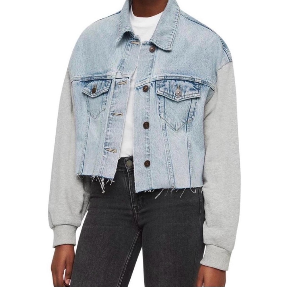 All Saints Light Blue and Gray Jean Jacket
